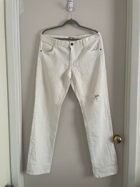 CAbi Jeans White Skinny Distressed Straight Leg Size 8 (fits like a 10) (226)